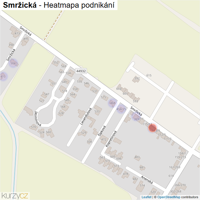 Mapa Smržická - Firmy v ulici.