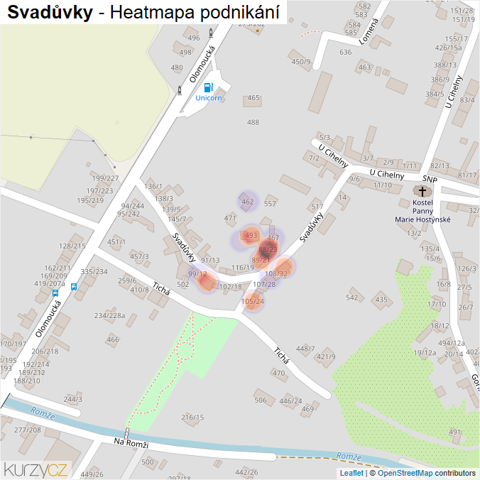 Mapa Svadůvky - Firmy v ulici.