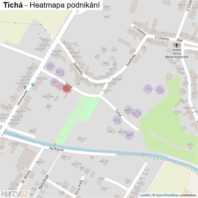Mapa Tichá - Firmy v ulici.