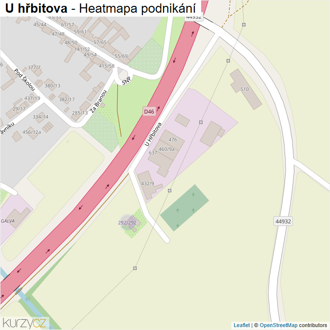 Mapa U hřbitova - Firmy v ulici.