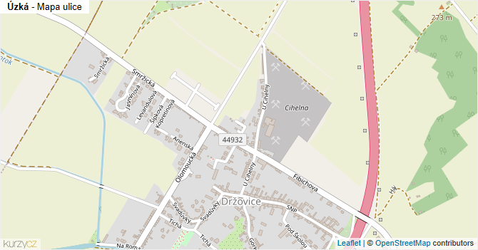 Úzká - mapa ulice