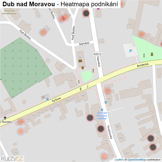Mapa Dub nad Moravou - Firmy v obci.