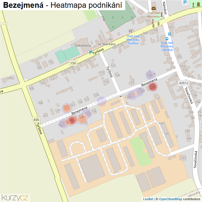 Mapa Bezejmená - Firmy v ulici.
