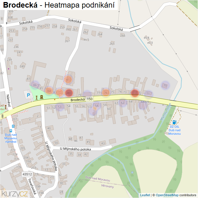 Mapa Brodecká - Firmy v ulici.