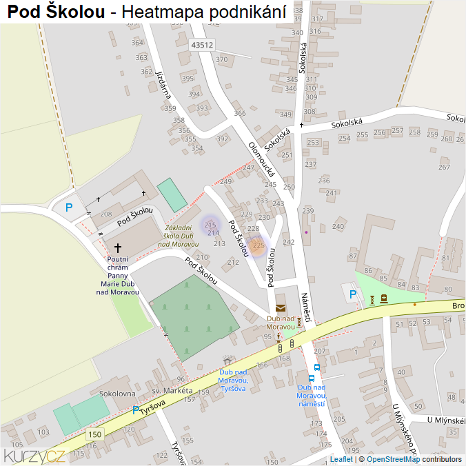 Mapa Pod Školou - Firmy v ulici.