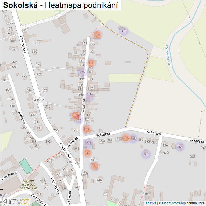 Mapa Sokolská - Firmy v ulici.