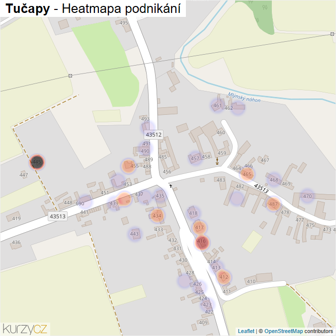 Mapa Tučapy - Firmy v části obce.
