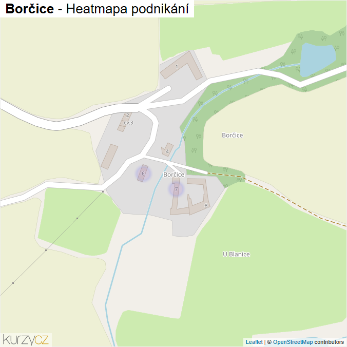 Mapa Borčice - Firmy v části obce.