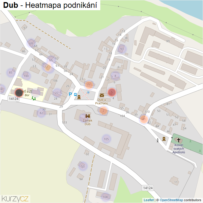 Mapa Dub - Firmy v části obce.