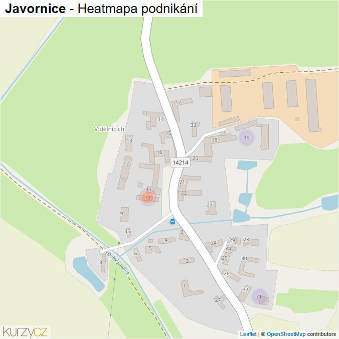 Mapa Javornice - Firmy v části obce.