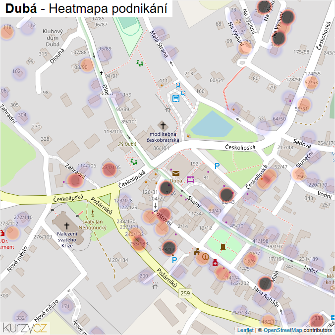 Mapa Dubá - Firmy v obci.