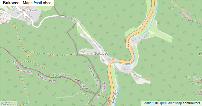 Bukovec - mapa části obce