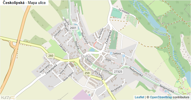Českolipská - mapa ulice