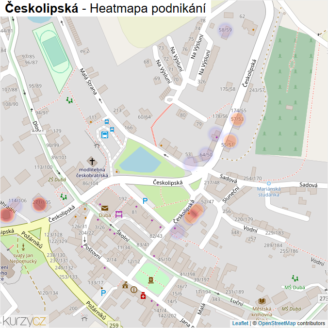 Mapa Českolipská - Firmy v ulici.