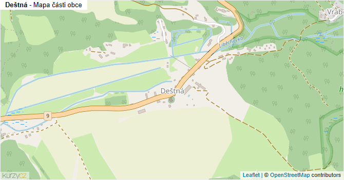 Deštná - mapa části obce