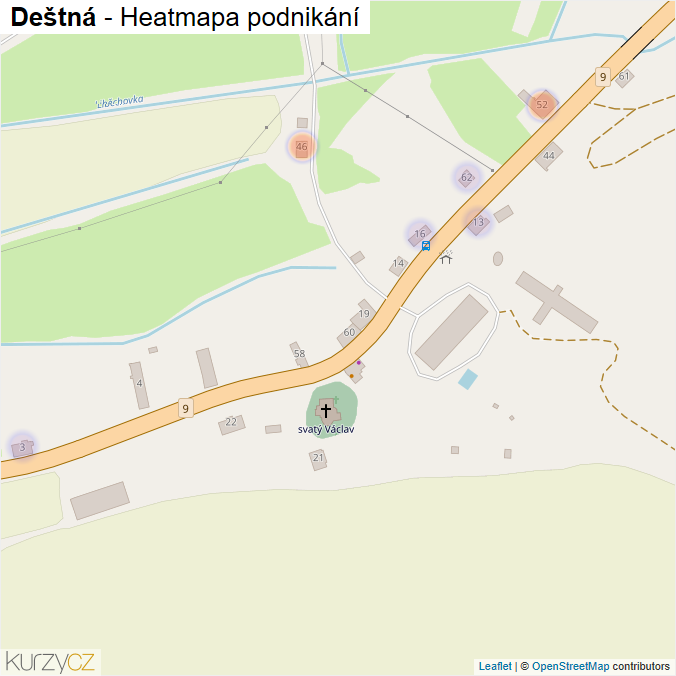 Mapa Deštná - Firmy v části obce.