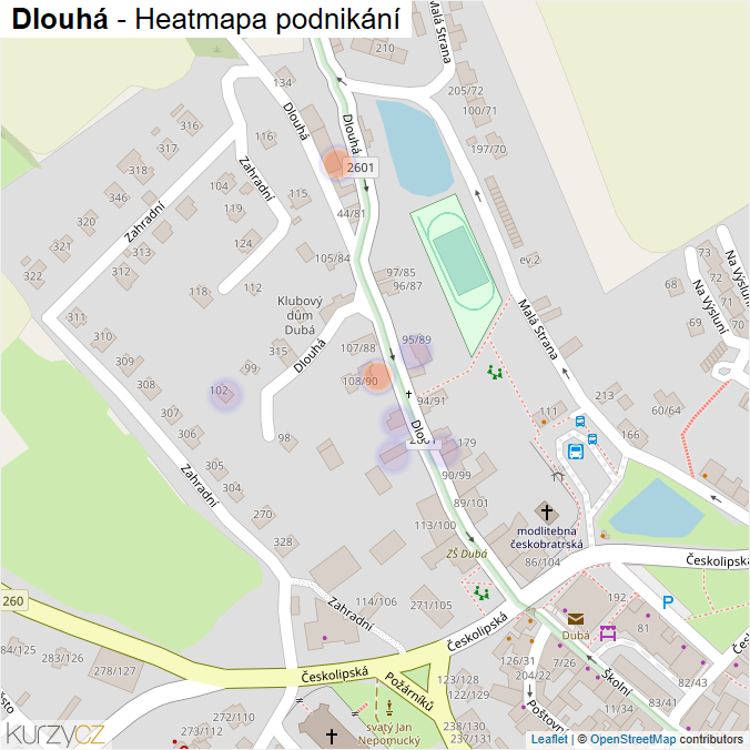 Mapa Dlouhá - Firmy v ulici.