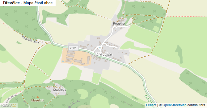 Dřevčice - mapa části obce