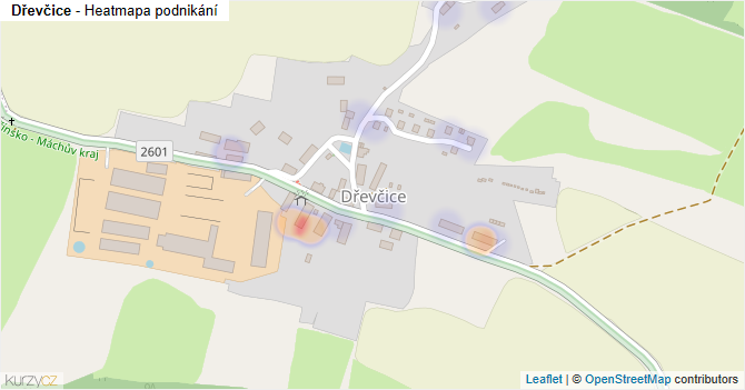 Dřevčice - mapa podnikání