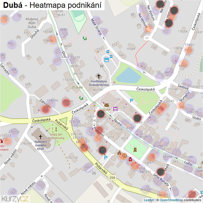 Mapa Dubá - Firmy v části obce.