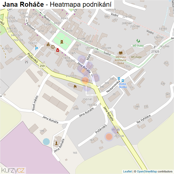 Mapa Jana Roháče - Firmy v ulici.