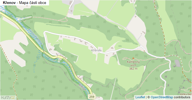 Křenov - mapa části obce