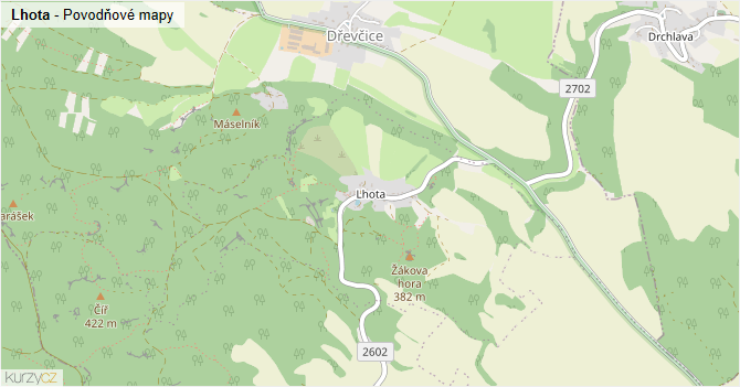 Lhota - záplavové mapy stoleté vody