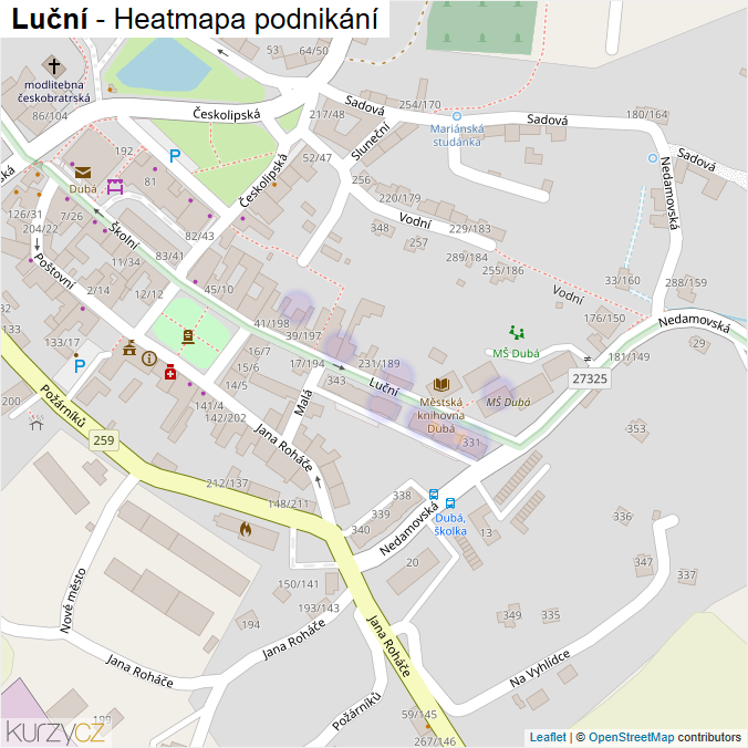 Mapa Luční - Firmy v ulici.