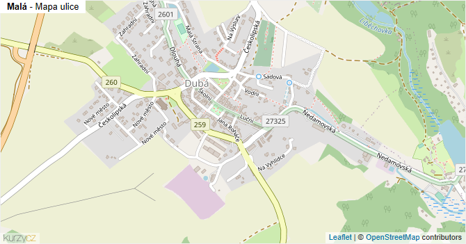 Malá - mapa ulice