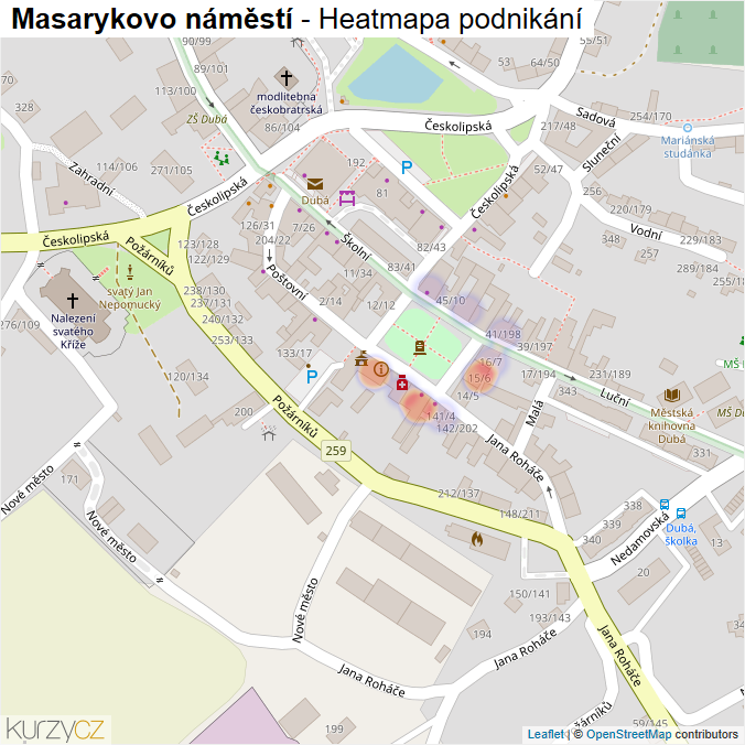 Mapa Masarykovo náměstí - Firmy v ulici.
