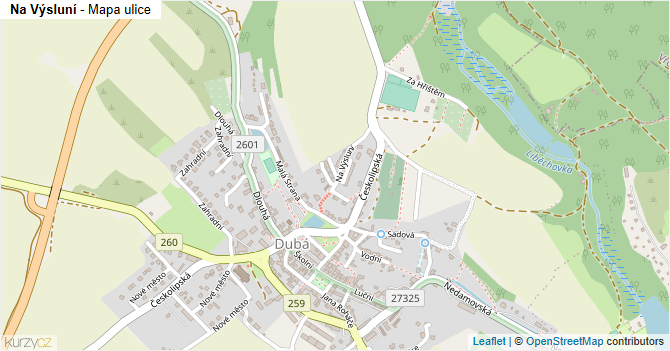 Na Výsluní - mapa ulice