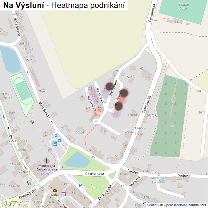 Mapa Na Výsluní - Firmy v ulici.