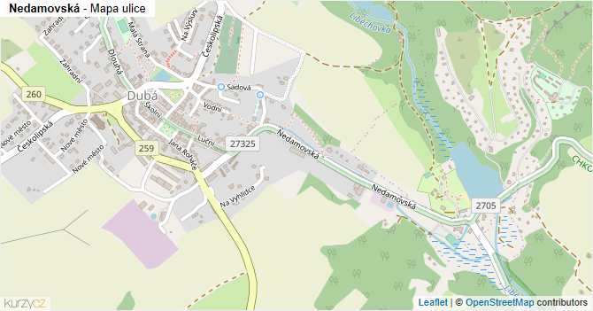 Nedamovská - mapa ulice