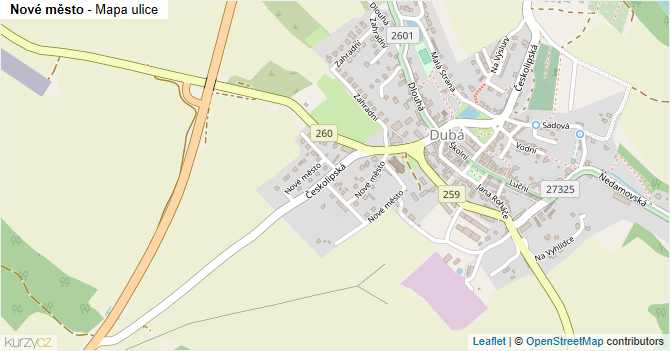 Nové město - mapa ulice