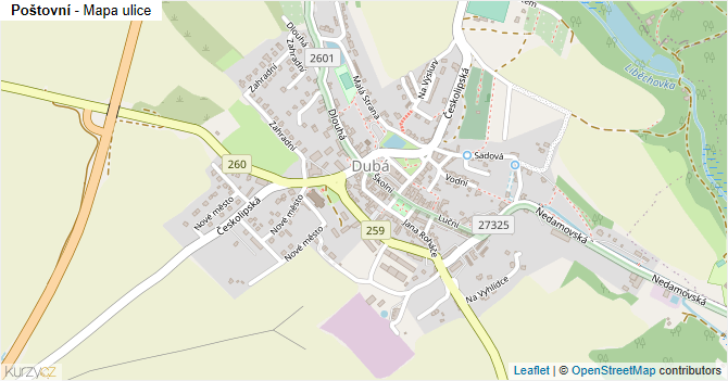 Poštovní - mapa ulice