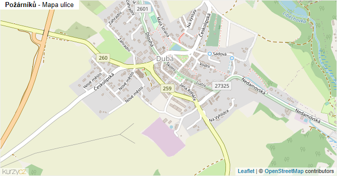 Požárníků - mapa ulice