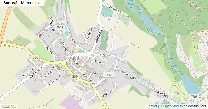 Sadová - mapa ulice