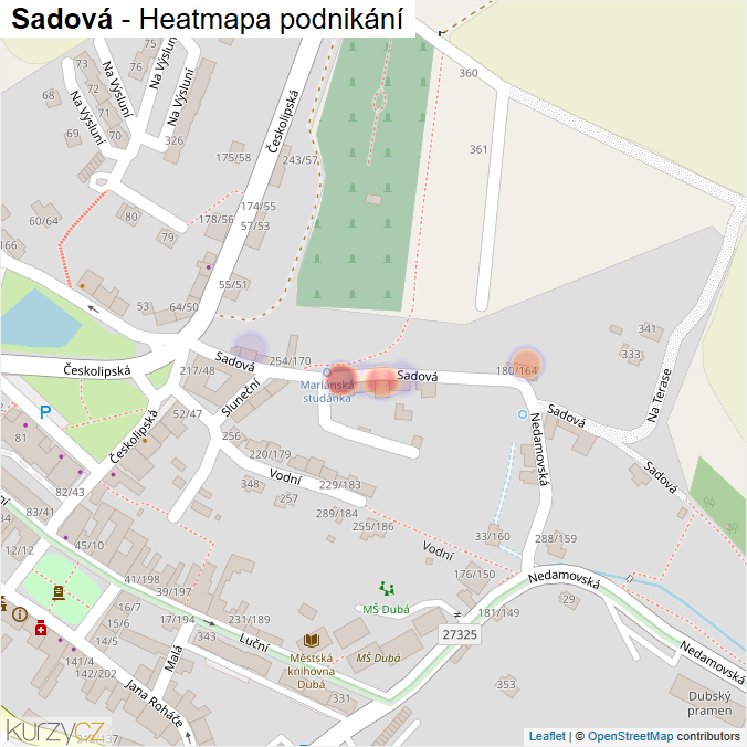 Mapa Sadová - Firmy v ulici.