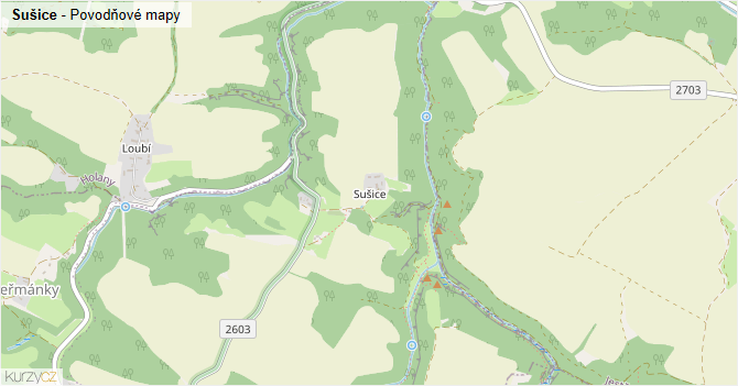Sušice - záplavové mapy stoleté vody