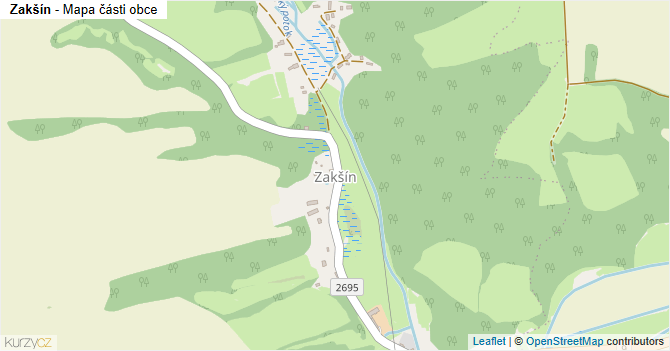 Zakšín - mapa části obce