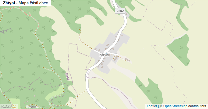 Zátyní - mapa části obce