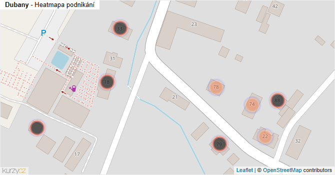Dubany - mapa podnikání