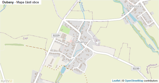 Dubany - mapa části obce