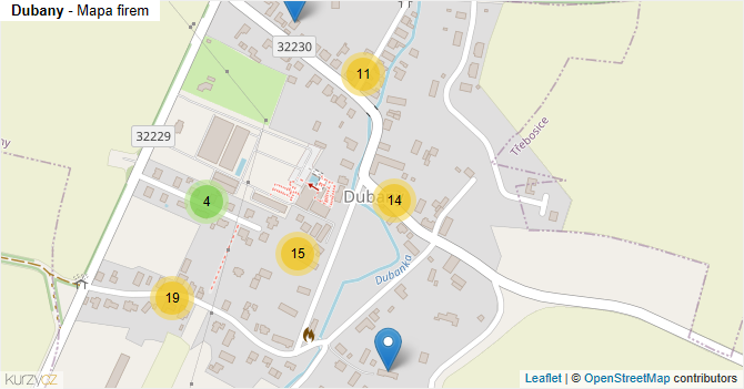 Dubany - mapa firem