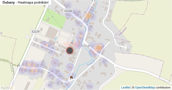 Dubany - mapa podnikání