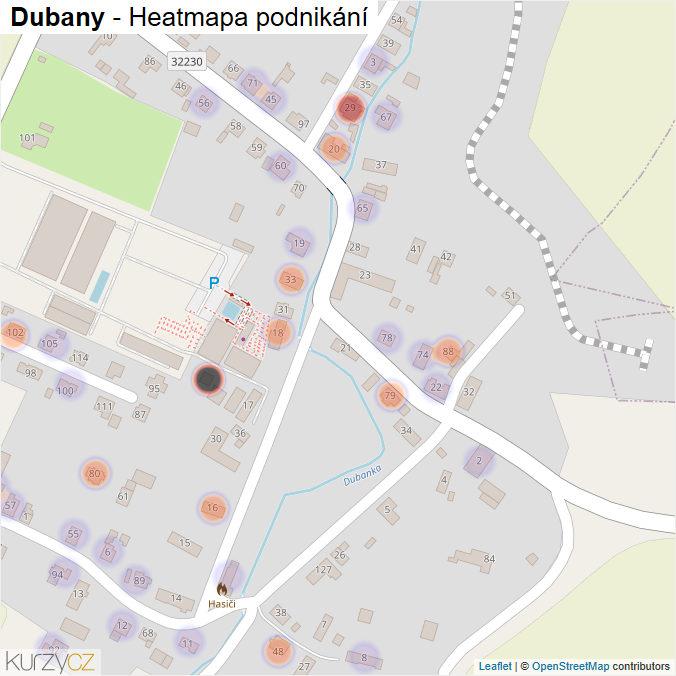 Mapa Dubany - Firmy v části obce.