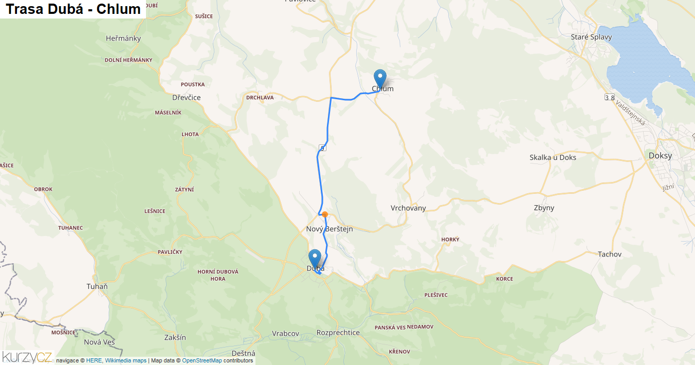 Dubá-Chlum, mapa trasy