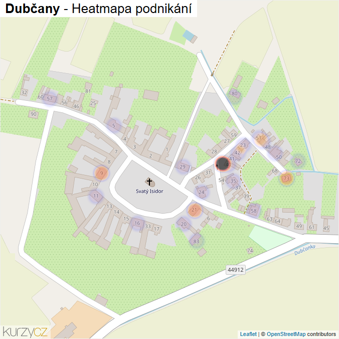 Mapa Dubčany - Firmy v části obce.