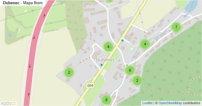 Dubenec - mapa firem