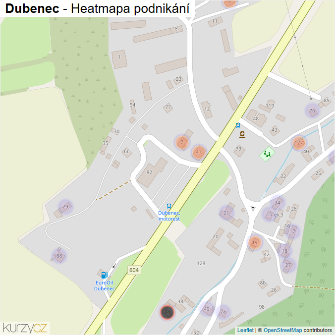 Mapa Dubenec - Firmy v části obce.